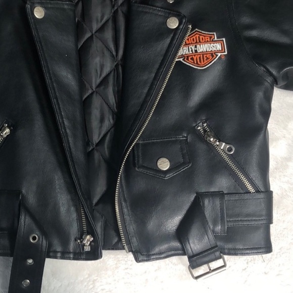 harley-davidson leather motorcycle jacket kids size 5 punk rock festival medium - Picture 7 of 8